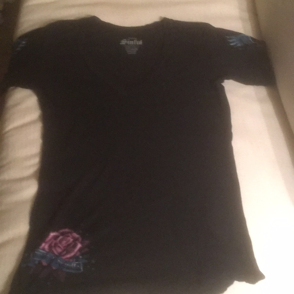 Sinful affliction black wrinkled drown T-shirt top
